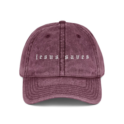 Embroidered Vintage Cap - 'jesus saves'