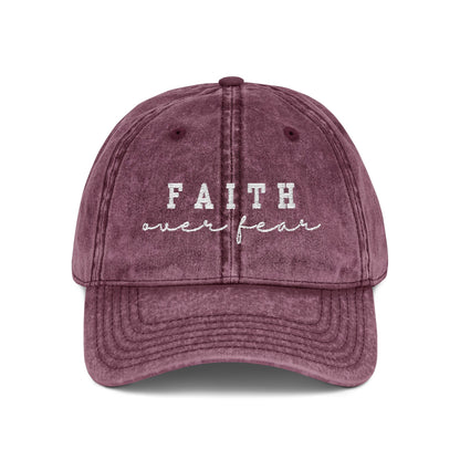Embroidered Vintage Cap - 'Faith over fear'