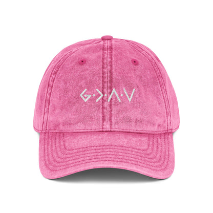 Embroidered Vintage Cap - 'god is greater than the highs and lows'