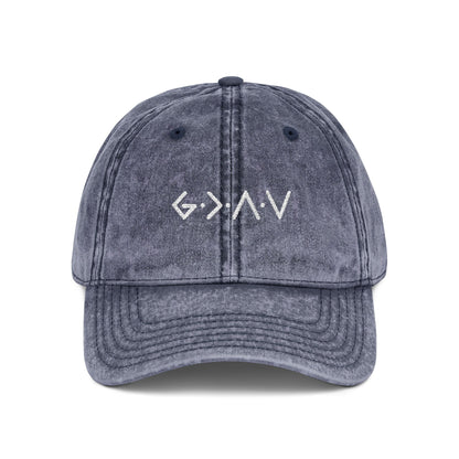 Embroidered Vintage Cap - 'god is greater than the highs and lows'