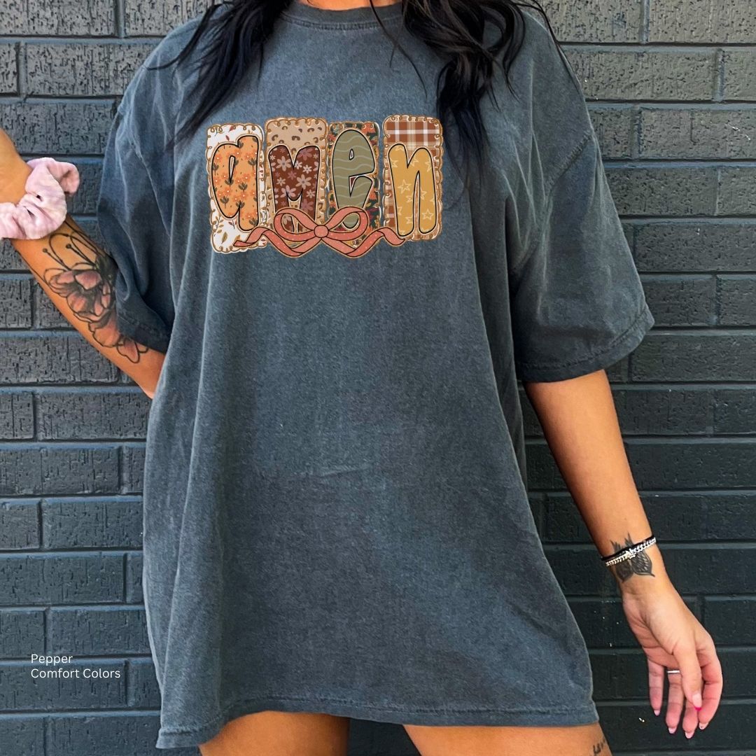 Amen Fall Floral Bow Unisex Tshirt