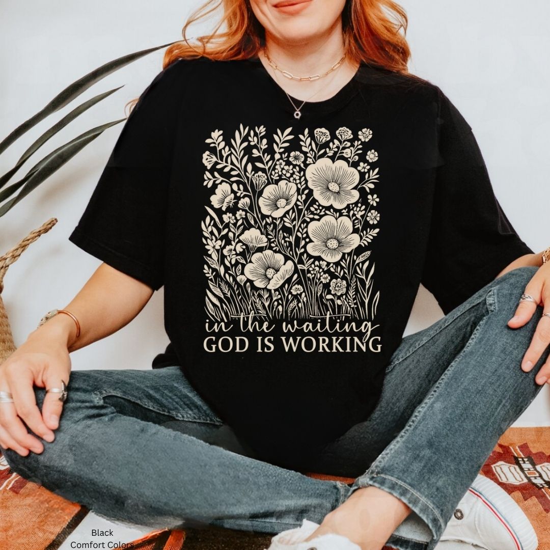 'In the Waiting God is Working' Inspirational Unisex T-shirt