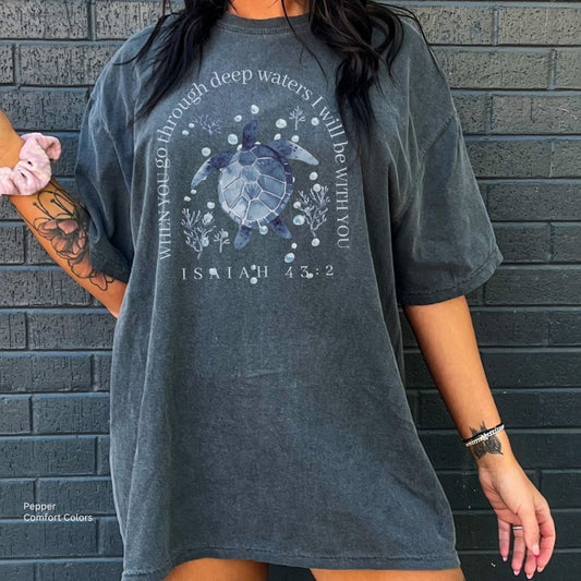 Deep Waters Turtle UnisexT-Shirt Isaiah 43:2