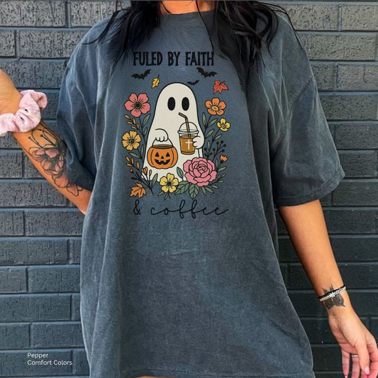 Fueled by Faith Coffee Ghost Unisex Tshirt