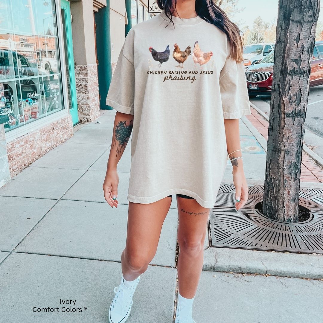 Chicken Raising Jesus Praying Faith & Farm Unisex Tshirt