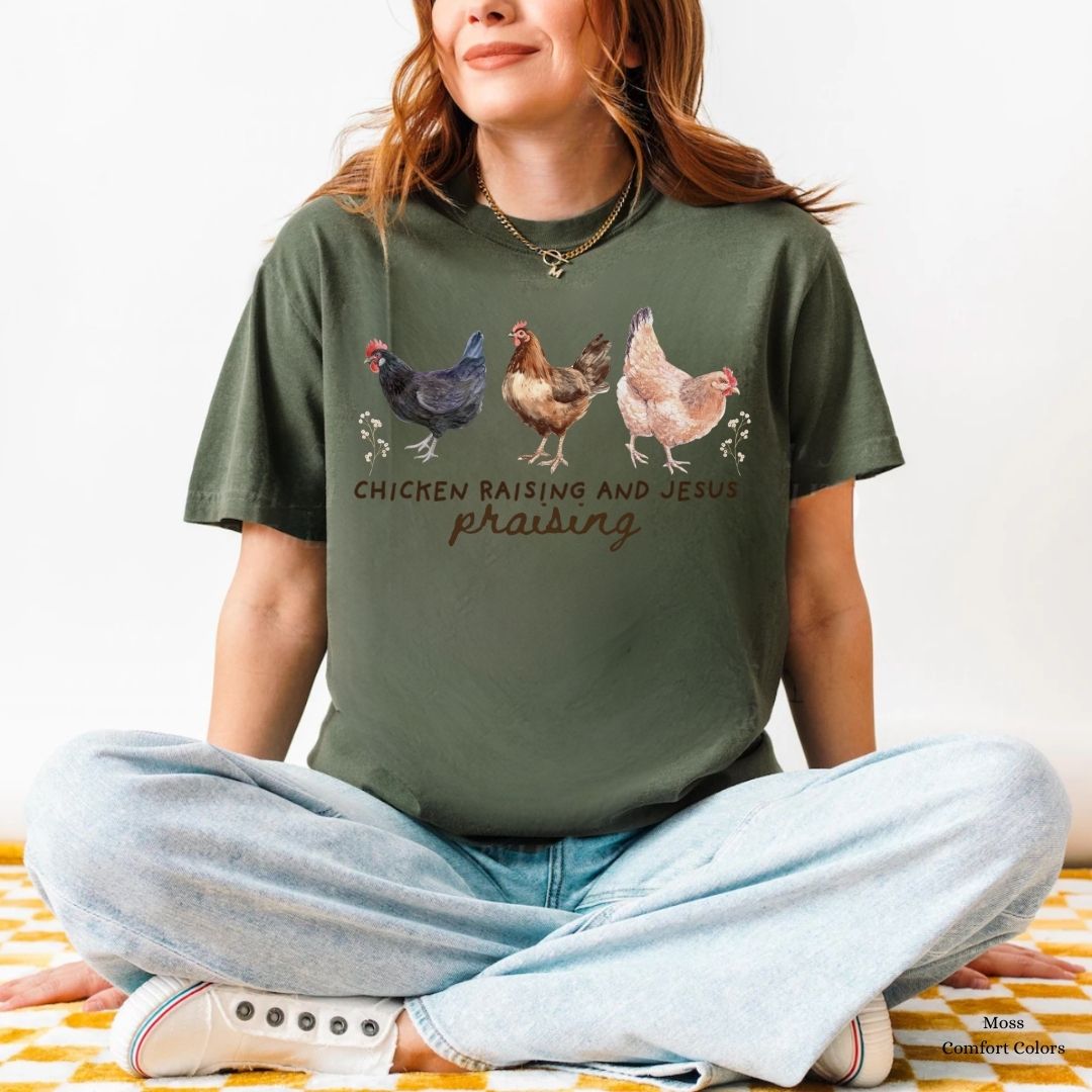 Chicken Raising Jesus Praying Faith & Farm Unisex Tshirt