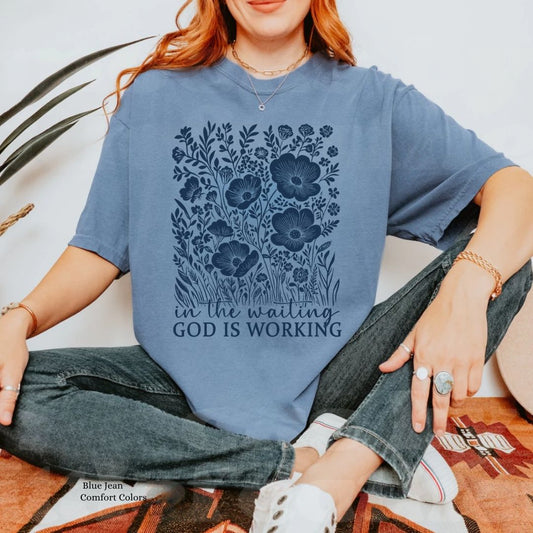 'In the Waiting God is Working' Inspirational Unisex T-shirt
