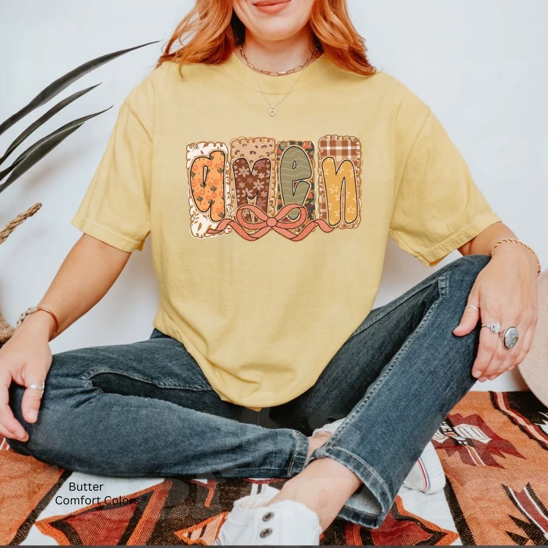Amen Fall Floral Bow Unisex Tshirt