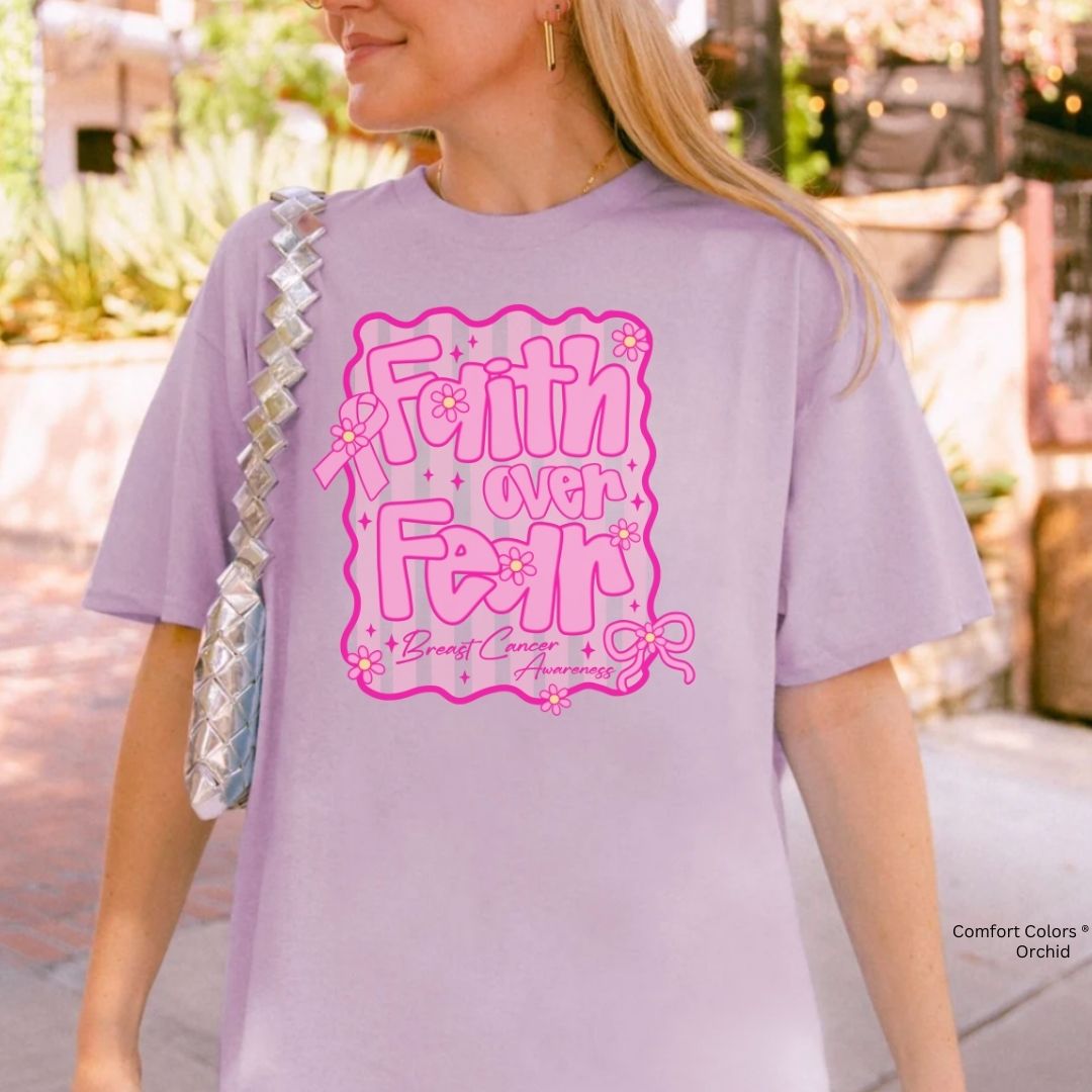 Faith Over Fear Breast Cancer Awareness Shirt Christian Unisex T-shirt