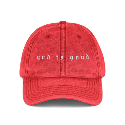 Embroidered Vintage Cap - 'God is Good'