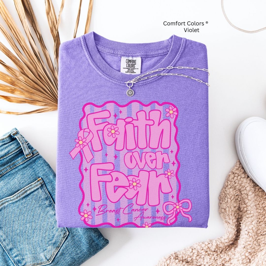 Faith Over Fear Breast Cancer Awareness Shirt Christian Unisex T-shirt