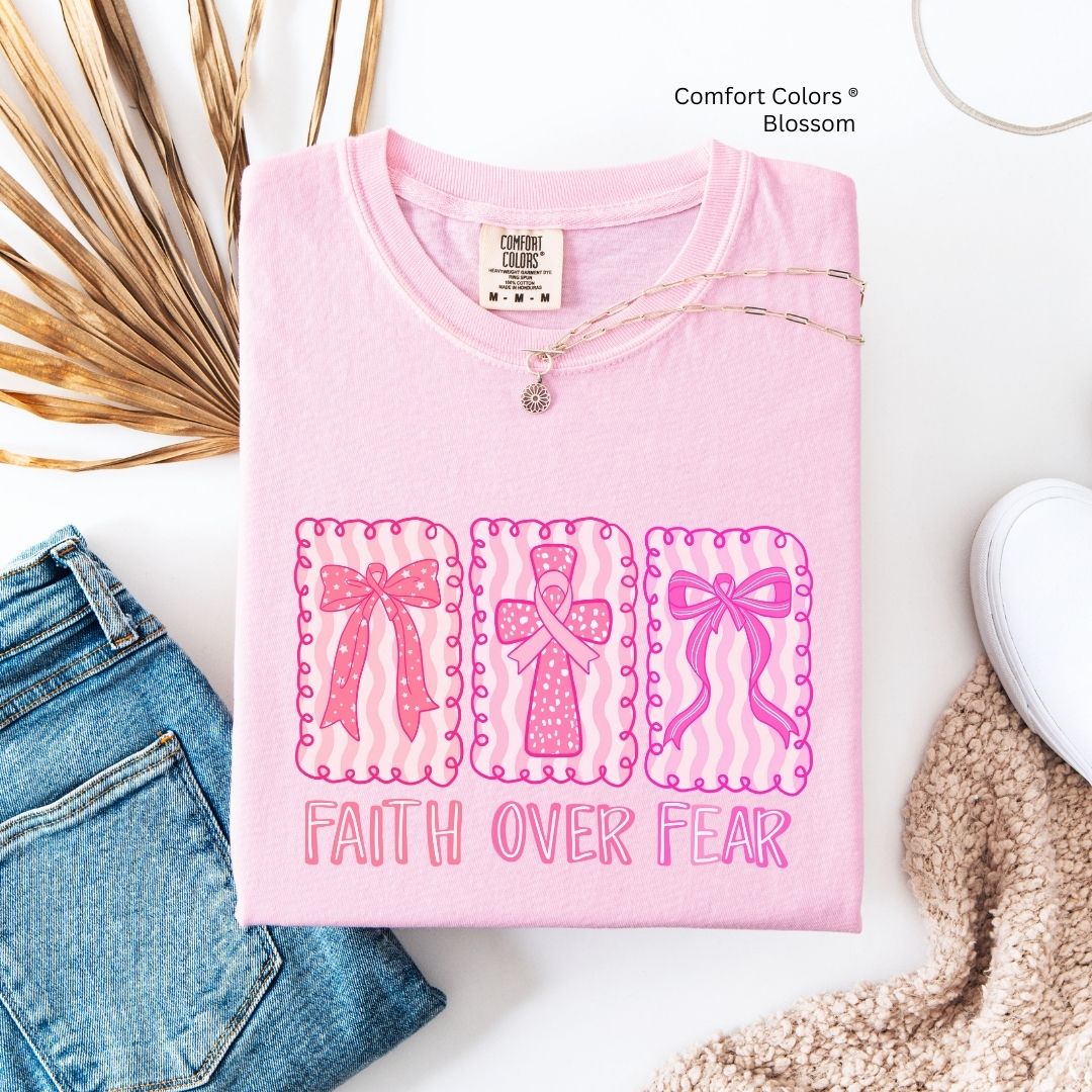 Faith Over Fear Breast Cancer Awareness Shirt Christian Unisex T-shirt