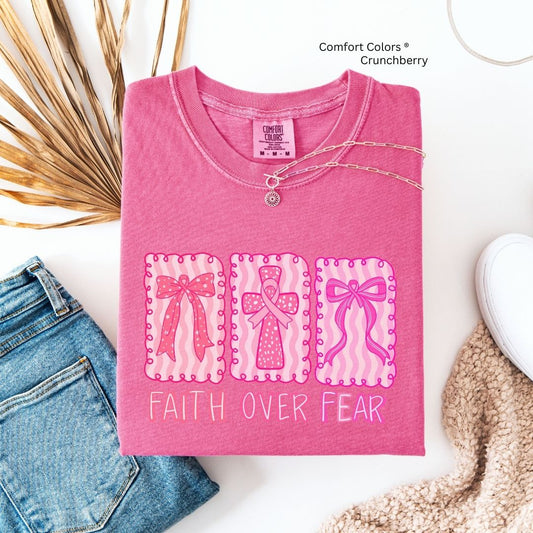Faith Over Fear Breast Cancer Awareness Shirt Christian Unisex T-shirt