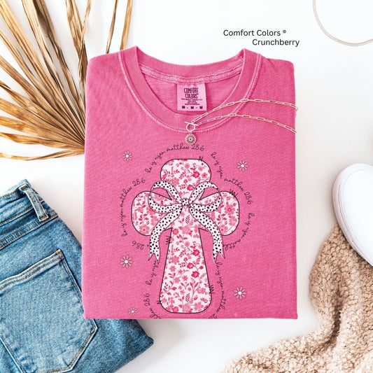 He Is Risen  Pink Floral Toile Cross Unisex T-shirt