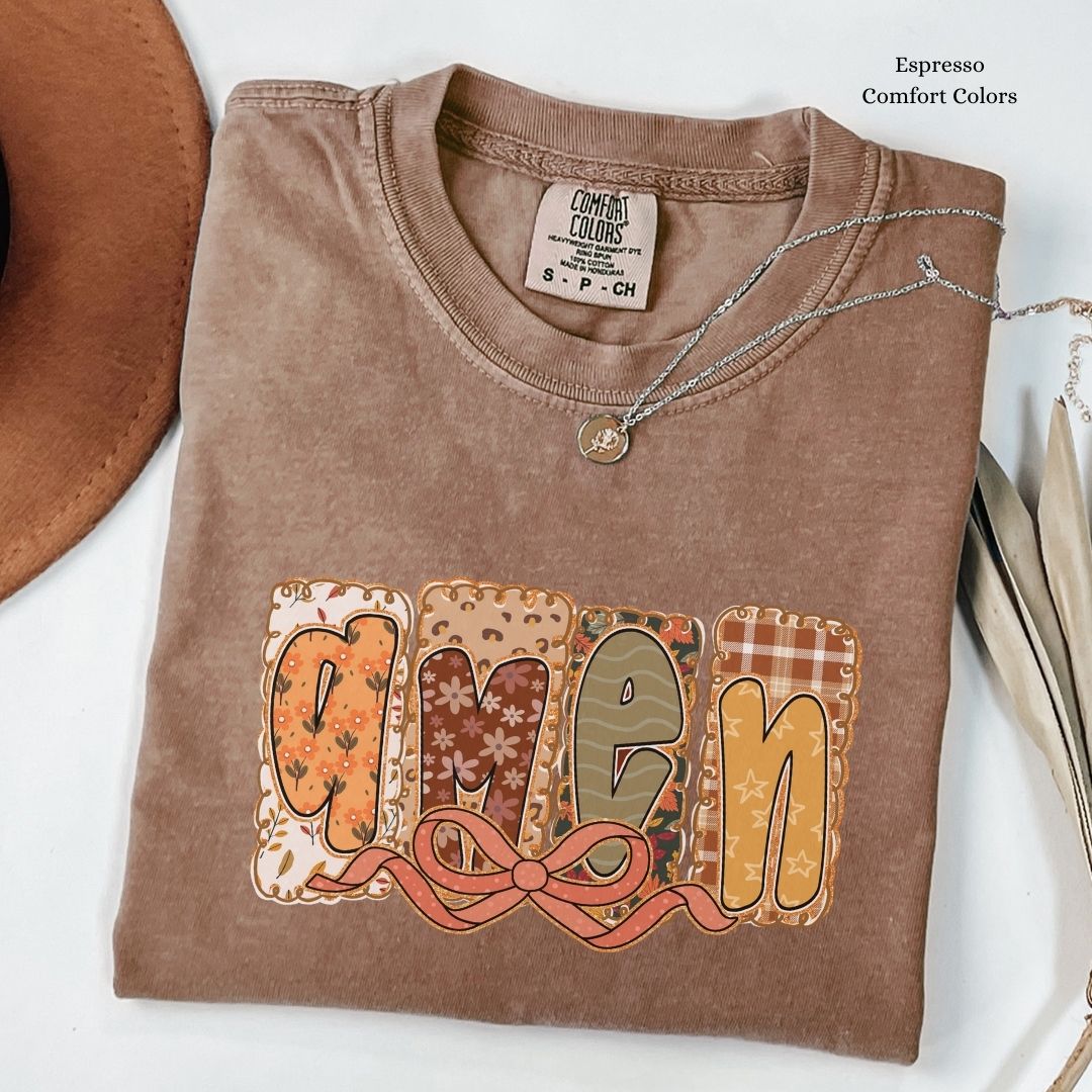 Amen Fall Floral Bow Unisex Tshirt