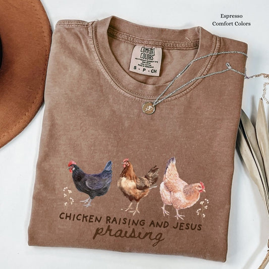 Chicken Raising Jesus Praying Faith & Farm Unisex Tshirt