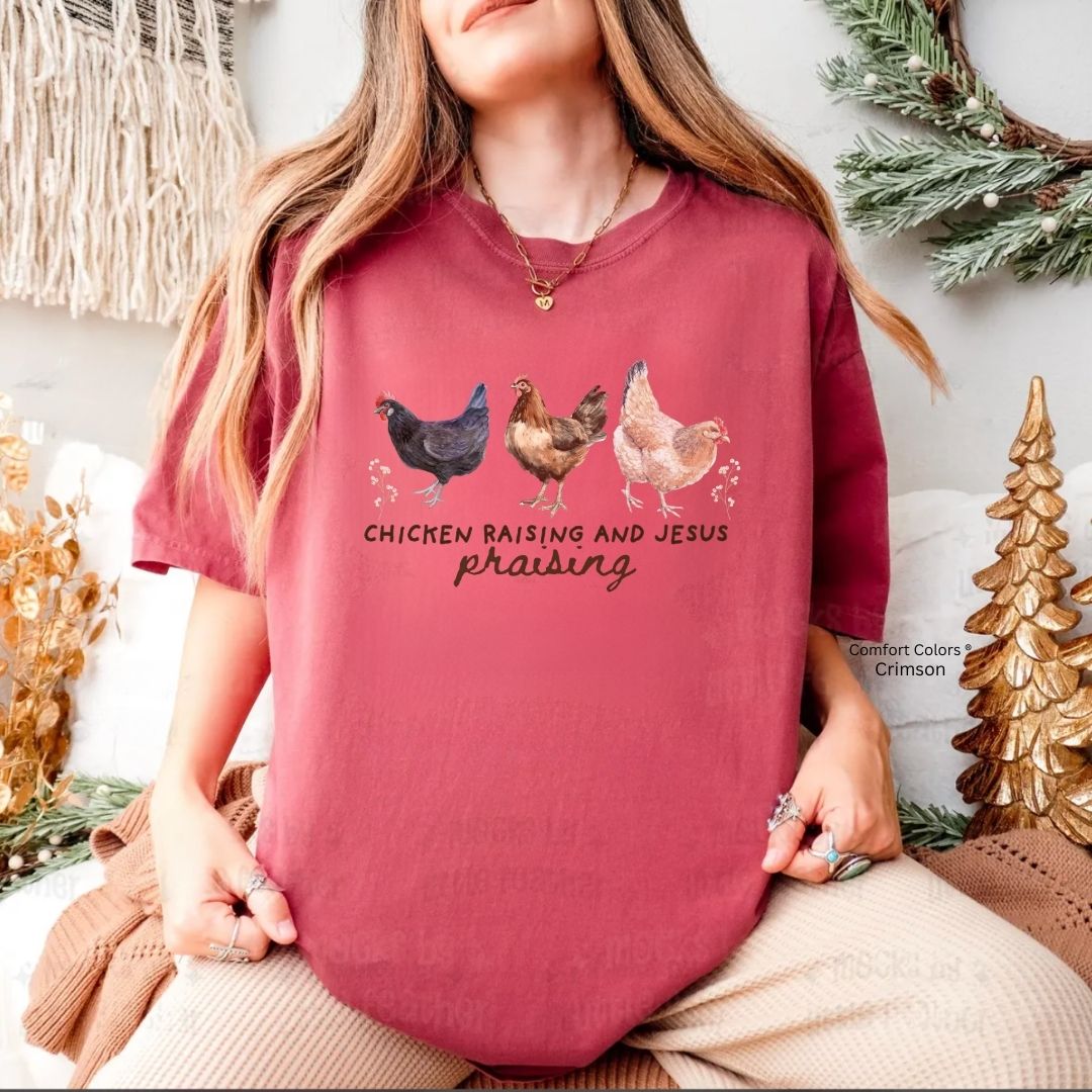 Chicken Raising Jesus Praying Faith & Farm Unisex Tshirt