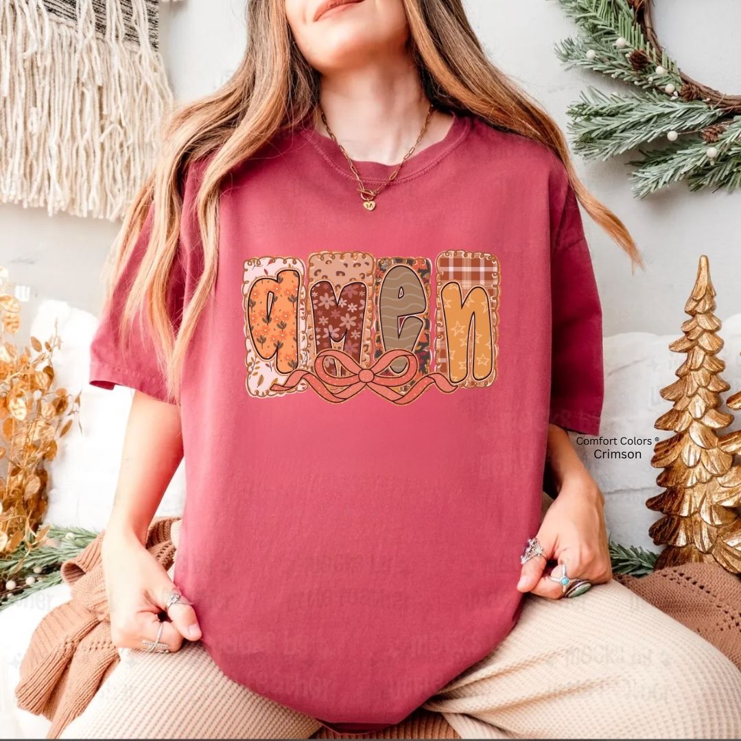 Amen Fall Floral Bow Unisex Tshirt