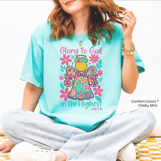 Glory to God in the Highest Floral Angel Unisex T-shirt