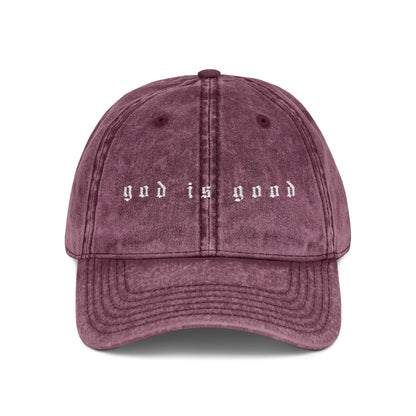Embroidered Vintage Cap - 'God is Good'