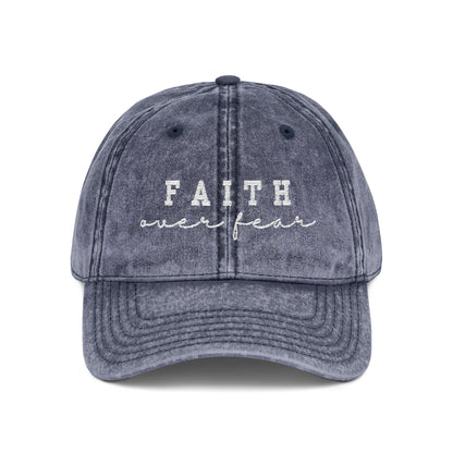 Embroidered Vintage Cap - 'Faith over fear'