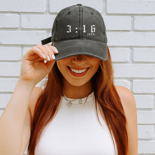 Embroidered Vintage Cap - '3:16 john'