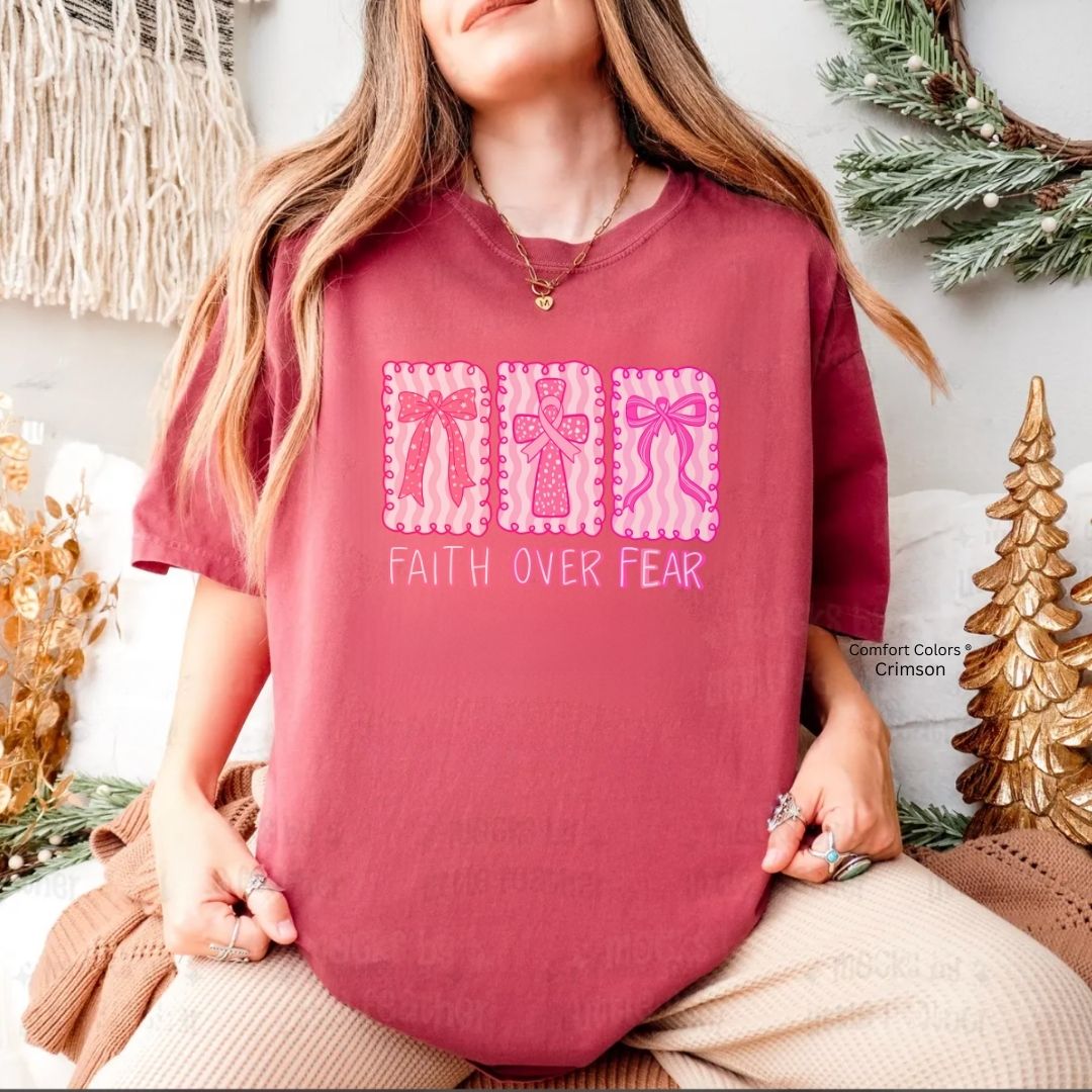 Faith Over Fear Breast Cancer Awareness Shirt Christian Unisex T-shirt